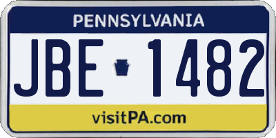 PA license plate JBE1482