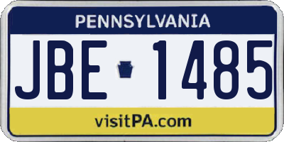 PA license plate JBE1485