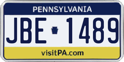 PA license plate JBE1489