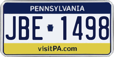 PA license plate JBE1498