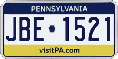 PA license plate JBE1521