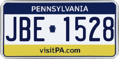 PA license plate JBE1528