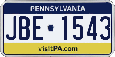PA license plate JBE1543