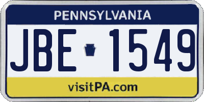 PA license plate JBE1549