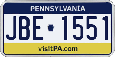 PA license plate JBE1551