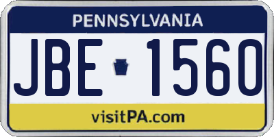 PA license plate JBE1560