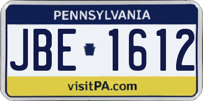 PA license plate JBE1612