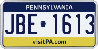 PA license plate JBE1613