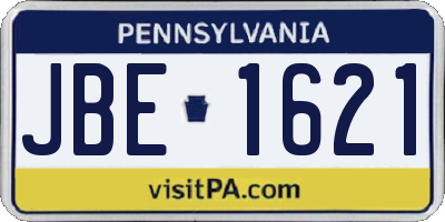 PA license plate JBE1621