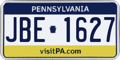 PA license plate JBE1627