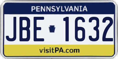 PA license plate JBE1632