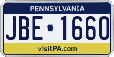PA license plate JBE1660