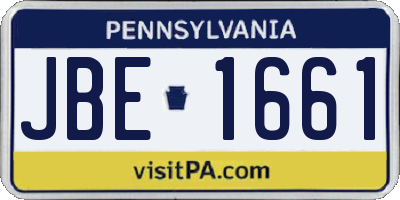 PA license plate JBE1661