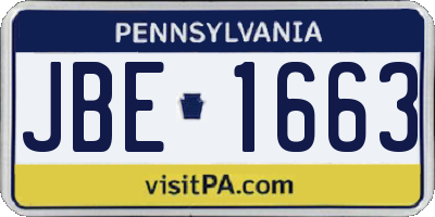 PA license plate JBE1663