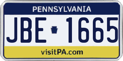 PA license plate JBE1665