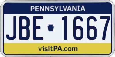 PA license plate JBE1667