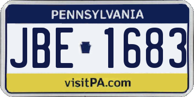 PA license plate JBE1683