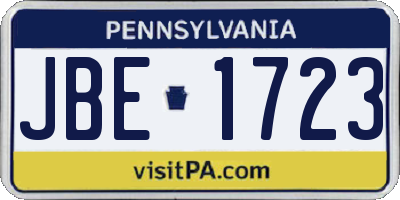 PA license plate JBE1723