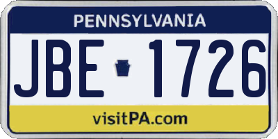 PA license plate JBE1726