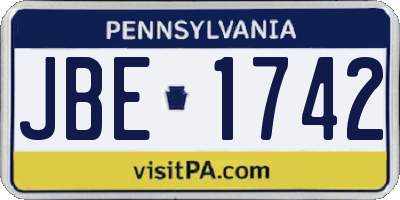 PA license plate JBE1742