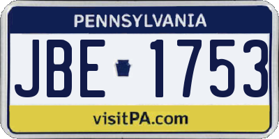 PA license plate JBE1753