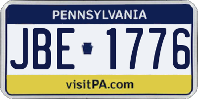 PA license plate JBE1776