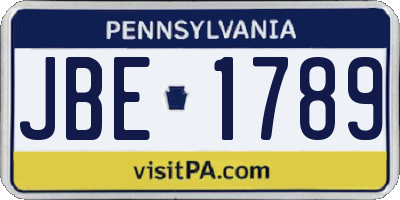 PA license plate JBE1789