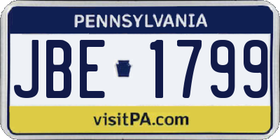PA license plate JBE1799