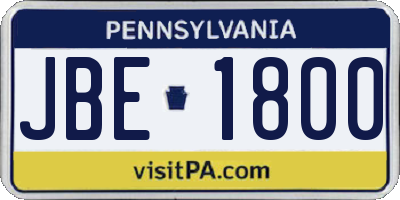 PA license plate JBE1800