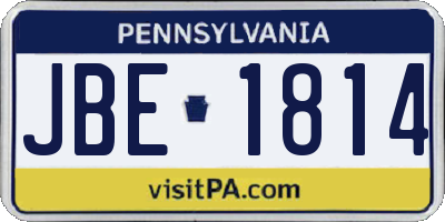 PA license plate JBE1814