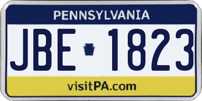 PA license plate JBE1823