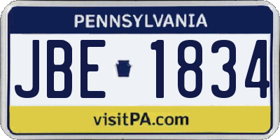 PA license plate JBE1834