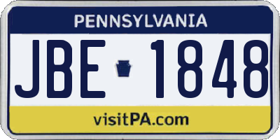 PA license plate JBE1848