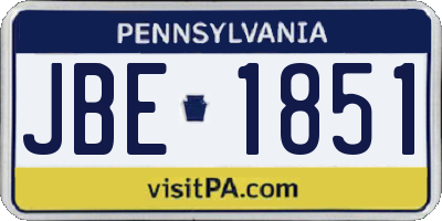 PA license plate JBE1851