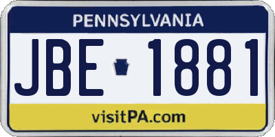 PA license plate JBE1881