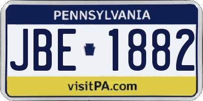 PA license plate JBE1882