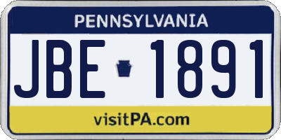 PA license plate JBE1891