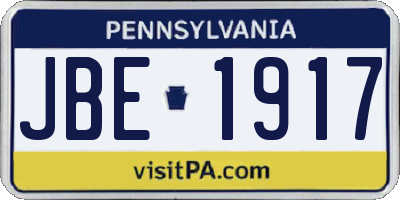 PA license plate JBE1917