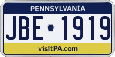 PA license plate JBE1919