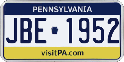 PA license plate JBE1952