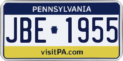 PA license plate JBE1955