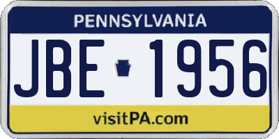 PA license plate JBE1956