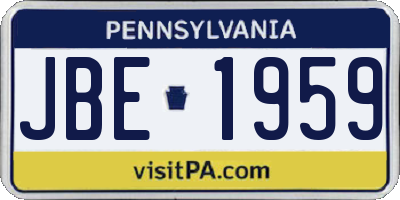 PA license plate JBE1959