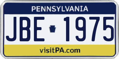 PA license plate JBE1975