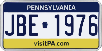 PA license plate JBE1976