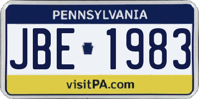 PA license plate JBE1983