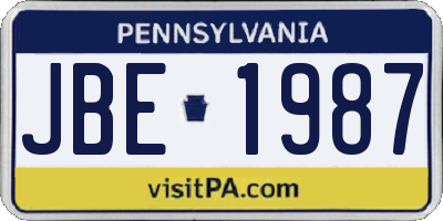 PA license plate JBE1987