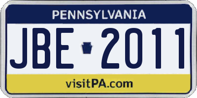 PA license plate JBE2011