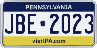 PA license plate JBE2023