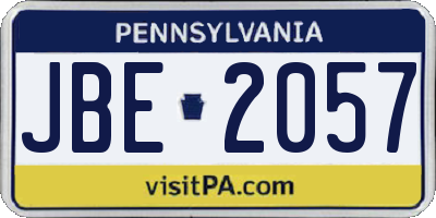 PA license plate JBE2057